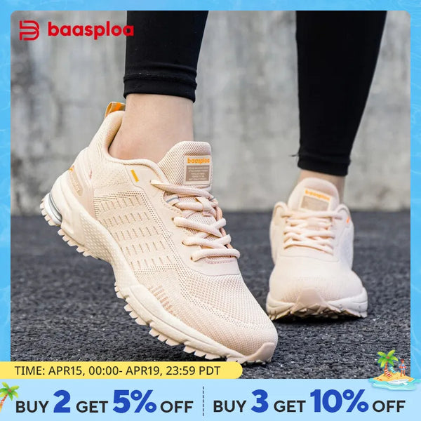 Baasploa Women Running Shoes Breathable Mesh Sport Sneakers For Women Lightweight Vulcanized Shoes Non-Slip New Arrival 2024