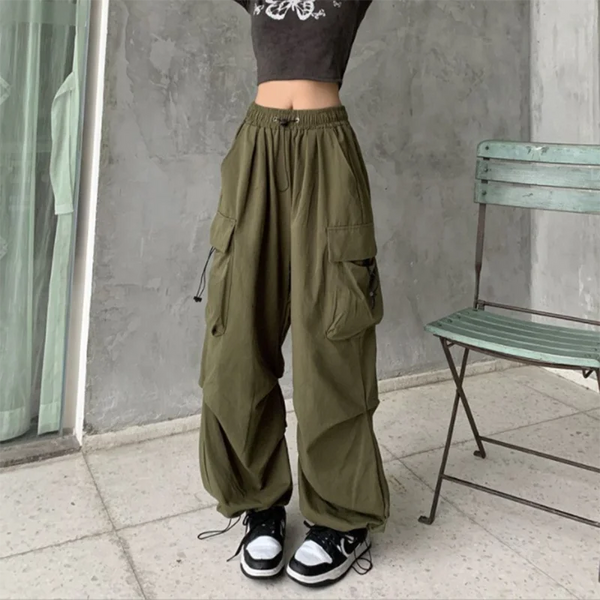 Y2K Women Streetwear Techwear Cargo Korean Harajuku Baggy Parachute Pants for Men Sweatpants Wide Leg Joggers Trousers Clothes