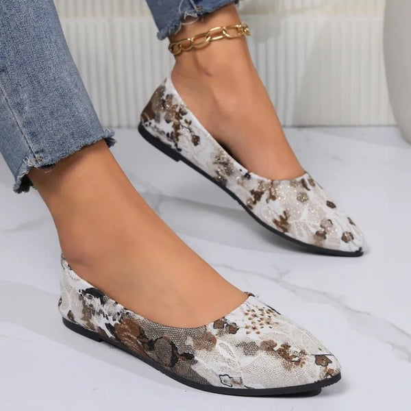 2024 Summer Fashion New Soft-soled Flat Shoes Retro Pointed Shoes Flat Print Elegant Casual Daily Women Shoes Moccasine Zapatos